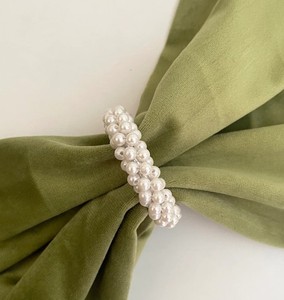 Anillos para Servilletas de Perlas Blancas, Juego de 8, Decoración para Mesa Festiva - Product Image 2