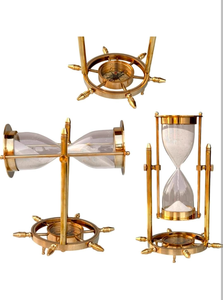 Sablier vintage en métal doré avec verre et sable beige, minuteur décoratif de table pour la maison, le bureau ou la décoration de bureau, vente en gros - Product Image 6