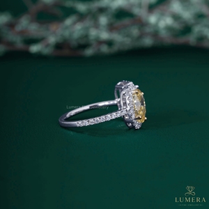 Fancy Yellow Oval Diamond Halo Engagement & Wedding <b>Ring</b> 14K/18K White Gold Synthetic Lab Grown Luxury for Women - Product Image 4