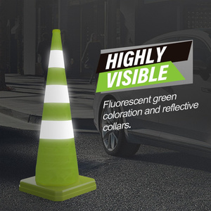 CITICITY 36" Lime Green Collapsible Pop-up Traffic Cones with Reflective Collar for Road Safety & Driving Practice - Product Image 4