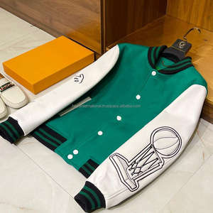 Chaqueta informal Vintage para hombre, chaqueta con mangas de cuero y cuerpo de lana 100%, bordado personalizado, nueva moda - Product Image 5