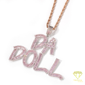 Trendy Iced Out Letter Pendant Necklace Custom <b>Name</b> Jewelry Hip Hop Bling Moissanite Diamond Pavé Pendant With Cuban Link <b>Chain</b> - Product Image 3