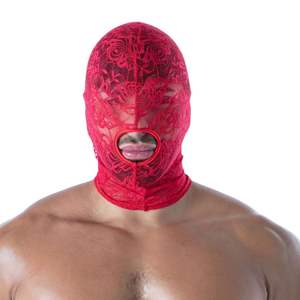 Masque en cuir rouge pour homme, à bouche ouverte, en dentelle fluide, design audacieux, pour clubbing, exercices de Kegel, sexe vaginal et anal, imperméable - Product Image 1