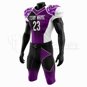 Ensemble d'uniformes de football américain personnalisés, violet et noir, maillot d'équipe et pantalon rembourré, sublimation, OEM, vente en gros - Product Image 3