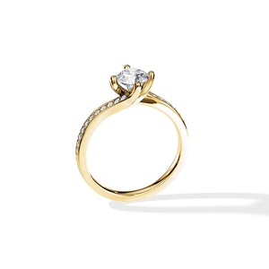 Bague de fiançailles en or rose 14 carats avec diamant rond cultivé en laboratoire couleur DE VVS1, certifiée GIA, bague en or délicate, cadeau d'anniversaire - Product Image 3