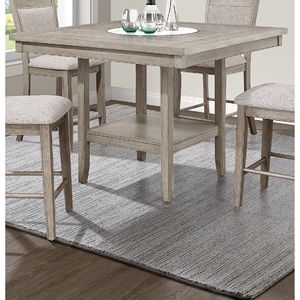 Tavolo da Pranzo Contemporaneo Transizionale da 1 Pezzo con Piano in Finto Marmo da 20 Pollici, Finitura Grigio Beige, con Lazy Susan in Legno - Product Image 3