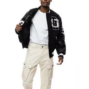 Chaquetas Varsity Personalizadas con MOQ Bajo, Parches de Chenille Bordados, Mangas 100% Cuero, Cuello Alto, Diseño de Parches en la Parte Delantera - Product Image 4