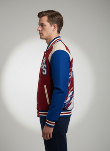 Chaqueta Varsity Personalizada Premium para Hombre - Roja, Azul Rey y Lana Color Piel - Product Image 4