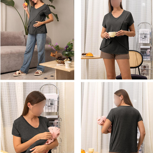 Hauts d'allaitement de qualité supérieure pour femmes, vêtements d'allaitement à coupe flexible, t-shirts de maternité élégants, tenues post-partum standard - Product Image 5