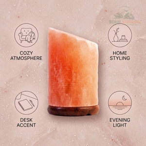Lampe de sel de l'Himalaya cylindrique oblique à coupe inclinée moderne, veilleuse décorative d'ambiance, lampe en cristal minéral sculptée à la main - Product Image 6