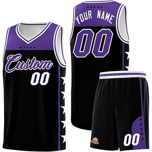 ชุดบาสเก็ตบอลแบบกำหนดเอง โลโก้ทีม ชื่อ หมายเลข มหาวิทยาลัย แคมปัส ชุดฝึกซ้อม ชุดกีฬา พิมพ์ลายดิจิทัล โพลีเอสเตอร์ 100% คอวี - Product Image 1