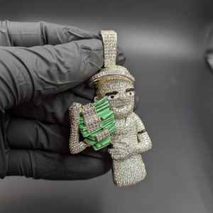 Colgante de Moissanita Money Man, Personaje de Dibujos Animados Hip Hop, Colgante de Lujo Estilo Rap, Plata de Ley 925, Joyería Fina, Colgantes y Dijes - Product Image 4