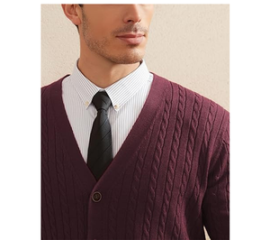 Suéter tipo cárdigan clásico de punto con botones para hombre - Product Image 3