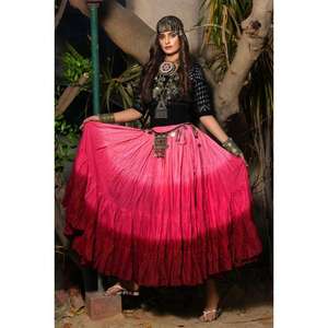 Women’s Hippie Rayon Tie-Dye Long <b>Skirt</b> Soft <b>Pink</b> to Rich Red Gradient BohoFlowy <b>Skirt</b> Women Full Length <b>Skirt</b> - Product Image 3