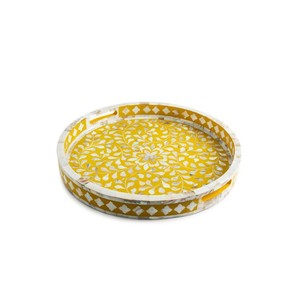 Wooden and Mother of Pearls <b>Trays</b> Indian Bone Inlay Serving <b>Trays</b> Decorative Best Quality Mdf <b>Round</b> <b>Trays</b> Trending in Singapore - Product Image 2