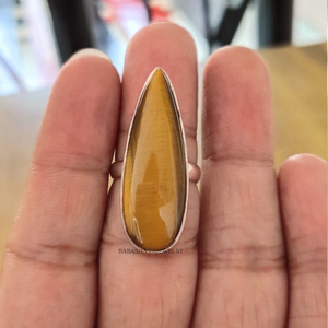 แหวนหินตาเสือธรรมชาติ ทำมือ เงินแท้ 925 แหวนพลอยสำหรับเธอ - Product Image 3