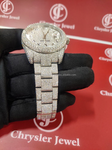 Reloj Hip Hop de acero inoxidable de lujo para hombre Moissanite Diamond con diales árabes personalizados VVS Clarity Diamonds Glass Dial Window - Product Image 3