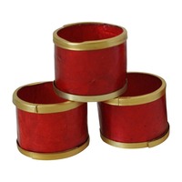 Ensemble de porte-serviettes en émail rouge festif moderne pour les dîners de Noël, porte-serviettes artisanaux en rouge brillant