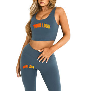 ชุดโยคะสองชิ้นสำหรับผู้หญิงไซส์ใหญ่ พิมพ์โลโก้ได้ กางเกงเลกกิ้งกีฬาระบายอากาศดี ดีไซน์หลังตัว U ลึก เหมาะสำหรับออกกำลังกาย ราคาถูก รับผลิตแบบ OEM - Product Image 5
