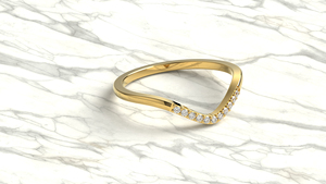 Trendy 18K Gold Plated Wedding Band Curved V Shaped Band Round Diamond <b>Ring</b> Stackable Contoured <b>Ring</b> Band Fine Jewelry for Women - Product Image 3