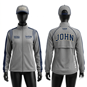 เสื้อแจ็คเก็ตฝึกซ้อมซอฟต์บอล พรีเมียม 260 GSM โพลีเอสเตอร์ อินเตอร์ล็อค สีเขียวนีออน ดำ แต่งแผง พร้อมโลโก้แบบซับลิเมชั่นตามสั่ง - Product Image 3