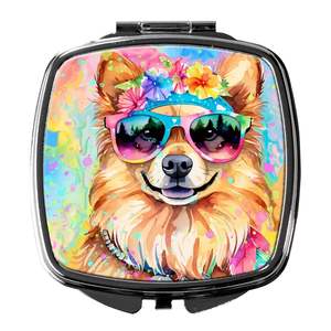 Pommeranian Hippie Dawg Compact Pliant Miroir De Maquillage Portable Décoratif Voyage Cadeau pour Femmes et Filles - Product Image 1