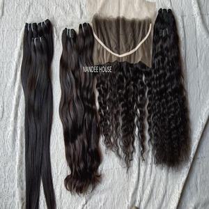 Cheveux ondulés droits naturels vierges non traités Extensions de cheveux humains alignés par cuticule birmane vietnamienne crue Doux au toucher - Product Image 5