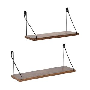 Rustic Wooden Floating Wall <b>Shelf</b> with Black Metal Rope Brackets Handmade Farmhouse Display Storage <b>Shelf</b> - Product Image 1