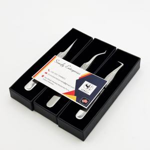 Pinzas de pestañas de acero inoxidable con etiqueta privada personalizada, nuevo diseño de agarre, herramienta hecha a mano para extensiones de pestañas postizas sostenibles - Product Image 3
