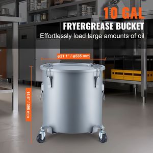 Secchio per Grasso in Acciaio al Carbonio da 10 Galloni con Base Girevole e Rivestimento Antiruggine - Fabbricazione in Acciaio per Cucine Commerciali - Product Image 2