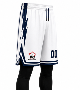 Ensemble uniforme de basketball Warpro Industry Thunder Strike Elite, maillot et short personnalisés pour équipe, kit en mesh de qualité professionnelle, bleu et blanc - Product Image 4
