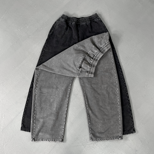 High Quality 440gsm Outdoor Streetwear Acid Wash Trousers men's pants Washed Retro Scimitar Pants <b>Oversized</b> <b>Joggers</b> Sweatpants - Product Image 3