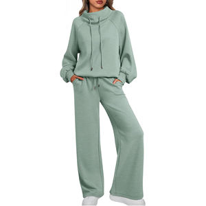 Nouveautés : Survêtements pour femmes, ensemble deux pièces avec pantalon évasé, en molleton épais French Terry, ensemble de survêtement assorti pour femmes - Product Image 1