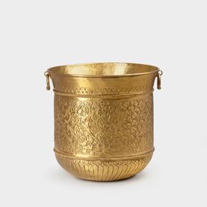 Pot de fleurs en laiton doré de qualité supérieure, idéal pour la décoration luxueuse de la maison, la décoration des halls d'hôtel et la mise en scène des plantes d'intérieur, provenant d'Inde. - Product Image 1