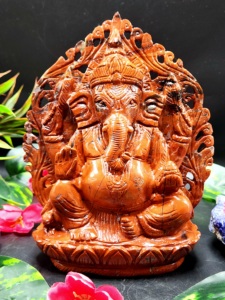 Estatua de Ganesha de Jaspe Rojo Hecha a Mano, Figura de Dios Hindú, Decoración Religiosa para el Hogar, Recuerdo - Product Image 2