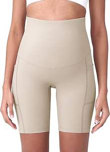 Shorts de yoga de grossesse personnalisés en gros à taille haute avec fermeture élastique, confortables pour femmes enceintes avec poches - Product Image 2
