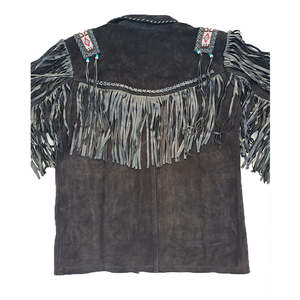 Chaqueta de Cuero Estilo Vaquero Occidental para Hombre, con Flecos de Gamuza y Cuentas de Cuero Tradicionales - Product Image 2