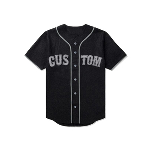 Camiseta de Béisbol Personalizada para Hombre, Manga Corta, Cierre de Botones, Negra, Poliéster, Bordado en Tela Tackle Twill, Logotipo Frontal, Corte Regular - Product Image 3