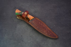 Handmade Stainless Steel <b>Clip</b> Point Bowie Knife 15 Inch Etched Blade Resin Handle Leather Sheath Camping Survival Outdoor Knife - Product Image 5