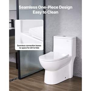 Inodoro de Una Pieza con Doble Descarga de 1.1/1.6 GPF, Asiento de Baño Cómodo de 10 Pulgadas de Altura Estándar, Diseño con Falda Fácil de Limpiar - Product Image 2