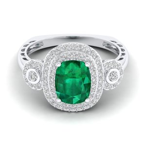 REYES Elegance Cushion Cut 4.12Ct Emerald Gemstone Engagement Ring Women 925 Sterling <b>Silver</b> Moissanite Wedding Bridal Jewelry - Product Image 5