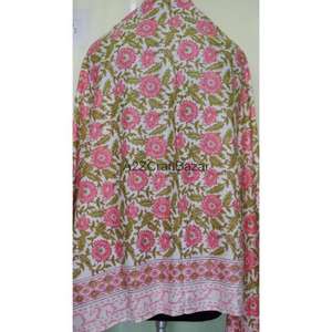 100% Cotton Floral Hand Block Print Sarong Pareo Large Beach <b>Wrap</b> Bikini Cover Up Scarf Soft Women Fashion Wholesale - Product Image 5