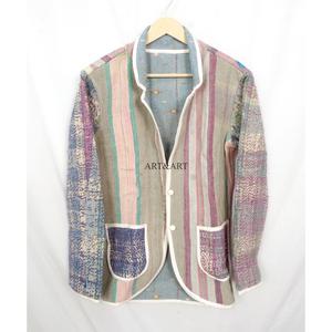 Wholesale 100% Cotton Designer <b>Kantha</b> <b>Jacket</b> Multi-Colour Ethnic Denim Style Embroidery Open Design Handmade Vintage Knitted - Product Image 5