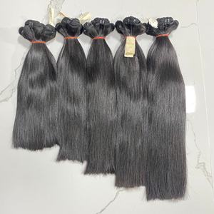 100% ต่อผมมนุษย์แบบไม่ผ่านกระบวนการผมตรงเกรดหนังกำพร้าสีดำ12A ทอ - Product Image 1