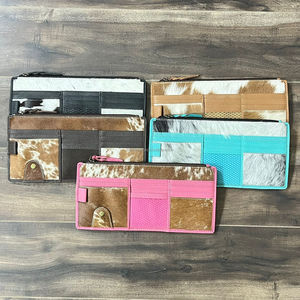 Newest Premium Quality Cowhide Leather Car Sun Visor Organizer Card Holder <b>Sunglass</b> Holder Pen Pocket Vehicle Storage Accessory - Product Image 4