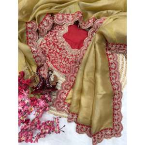 ผ้าไหมซารีสำหรับงานปาร์ตี้ พร้อมงานปักเลื่อมและลายปักดิ้น - Product Image 4