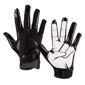 Gants de football américain confortables et robustes avec poignées, logo personnalisé, doigts entièrement protégés, sangle de poignet réglable, gel sportif - Product Image 2