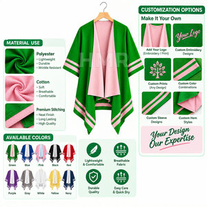 HMR Sorority Sisterhood Green Pink Striped Cardigan Long Casual Solid Color Sweater 100% Polyester With Custom Logo - Product Image 6