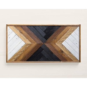 Handcrafted Geometric Wood Wall Hanging Eco-friendly Large Abstract Rustic Mosaic Panel Modern Living Room Luxury Hotel Interior - Product Image 2