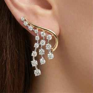 Pendientes Estéticos de Moissanita con Corte Redondo, Bañados en Oro y Rodio con Plata 925, para Compromiso, Regalo Encantador para Mujer, para Fiesta - Product Image 6